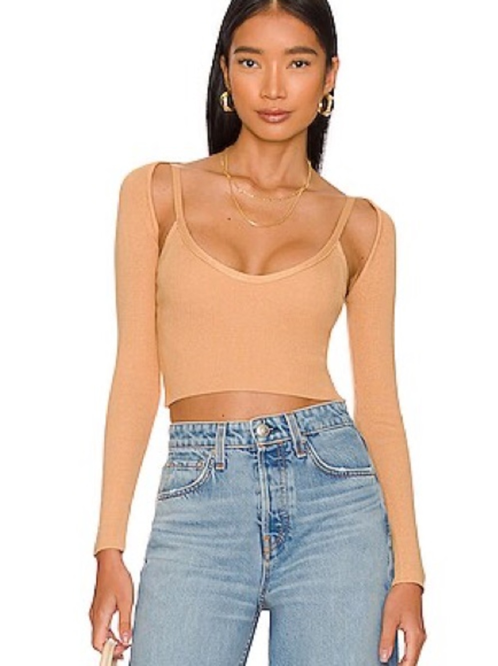 Superdown Reno Cropped Shrug in Nude